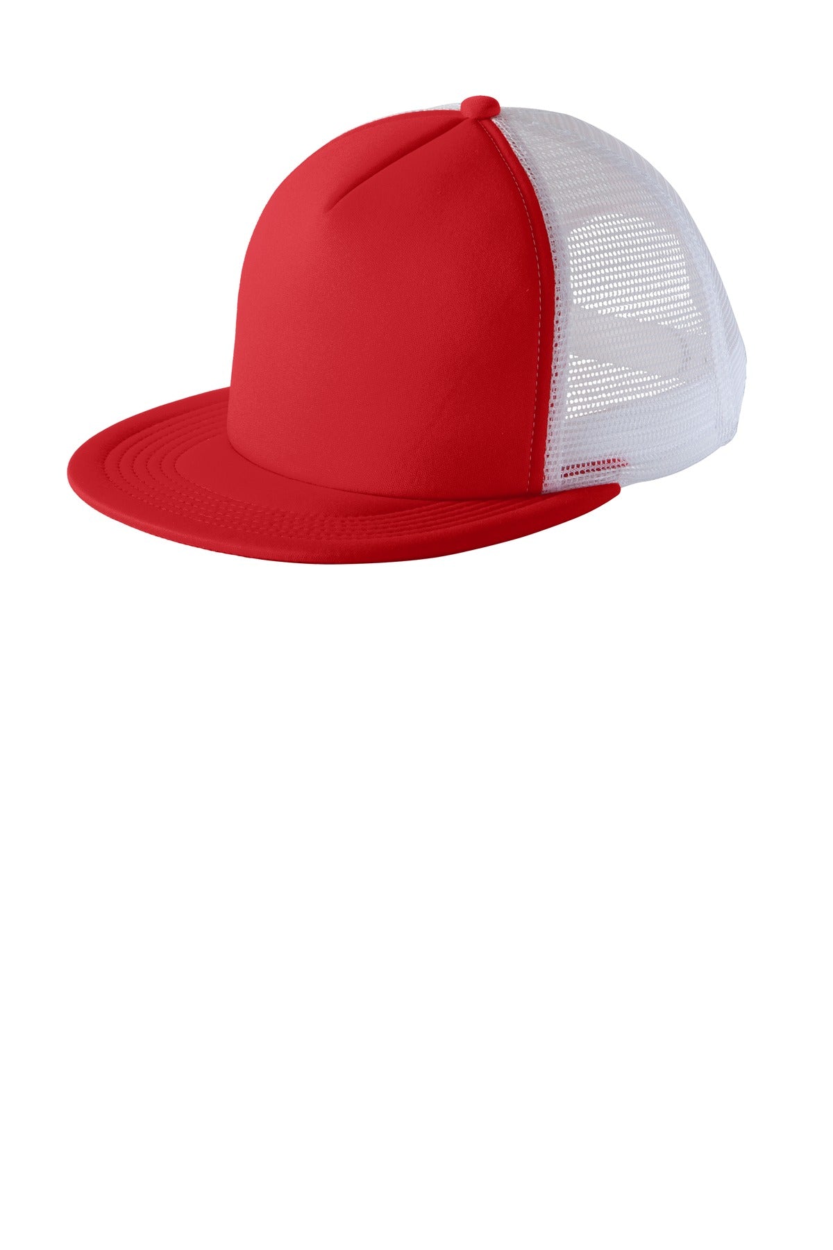 Flat Bill Snapback Trucker Cap - New Red