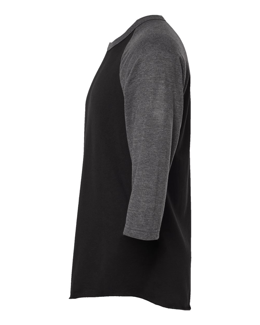 Unisex Fine Jersey Raglan Tee - Black / Heather Charcoal