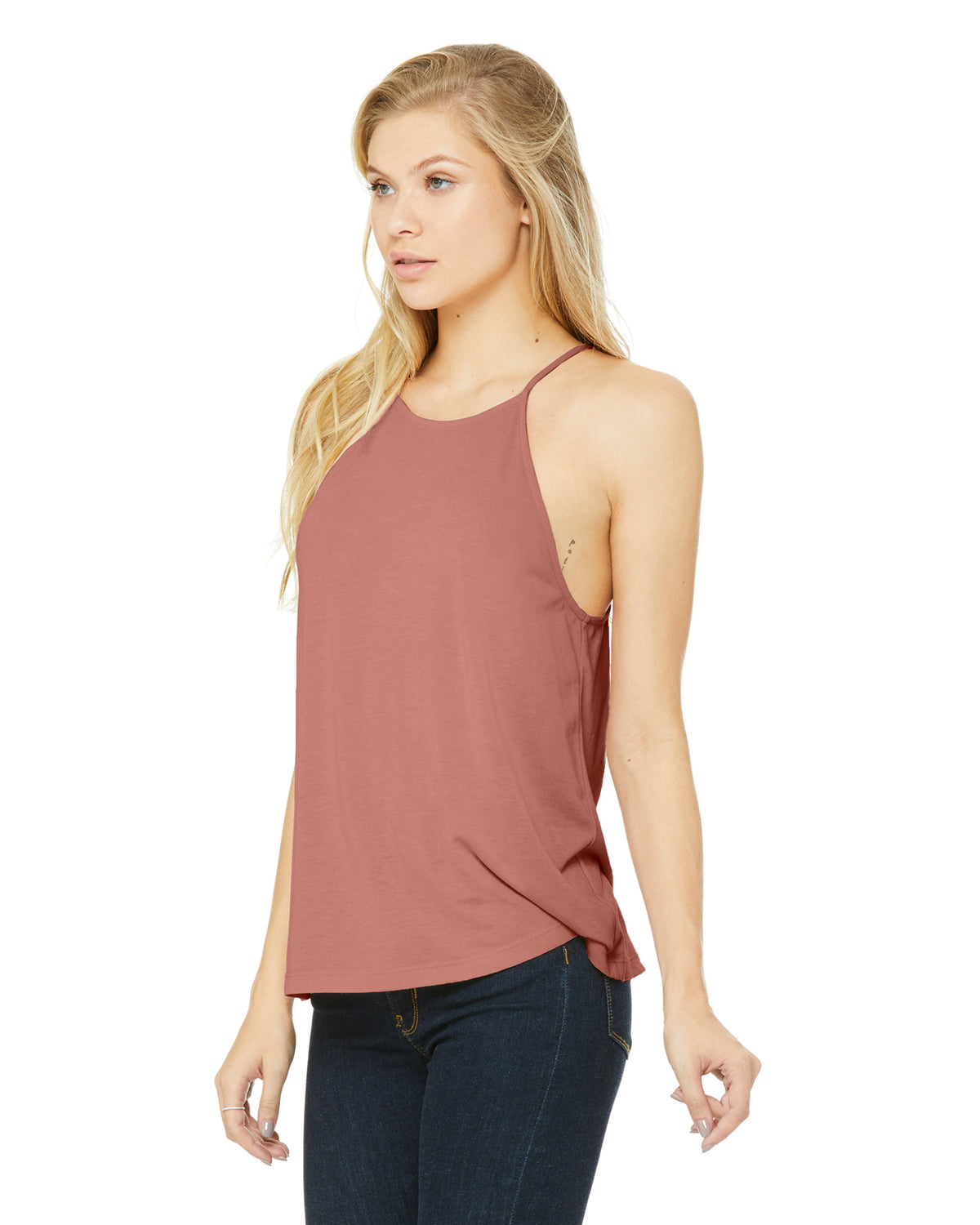 Women's Flowy High Neck Tank - Mauve