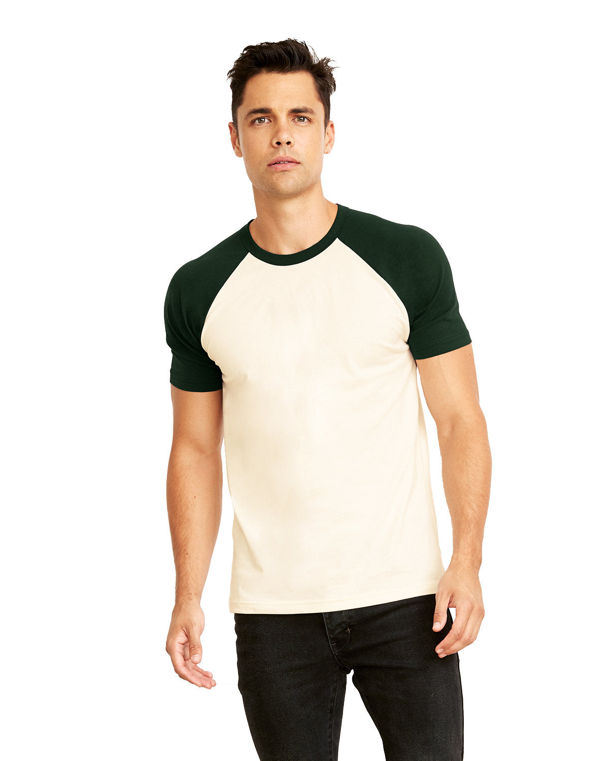Unisex Raglan Short-Sleeve T-Shirt - Forest Green / Natural