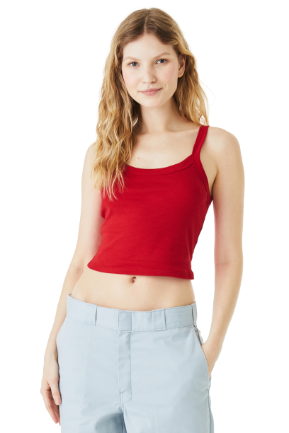 Women's Micro Ribbed Scoop Tank - Solid Red Blend
