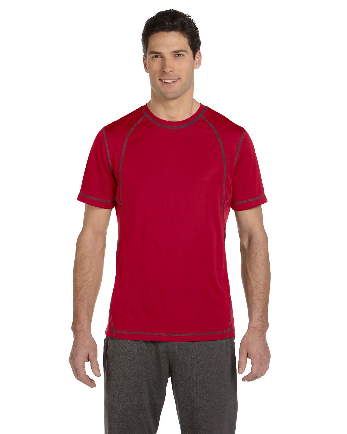 Pieced Interlock T-Shirt - Red / Slate