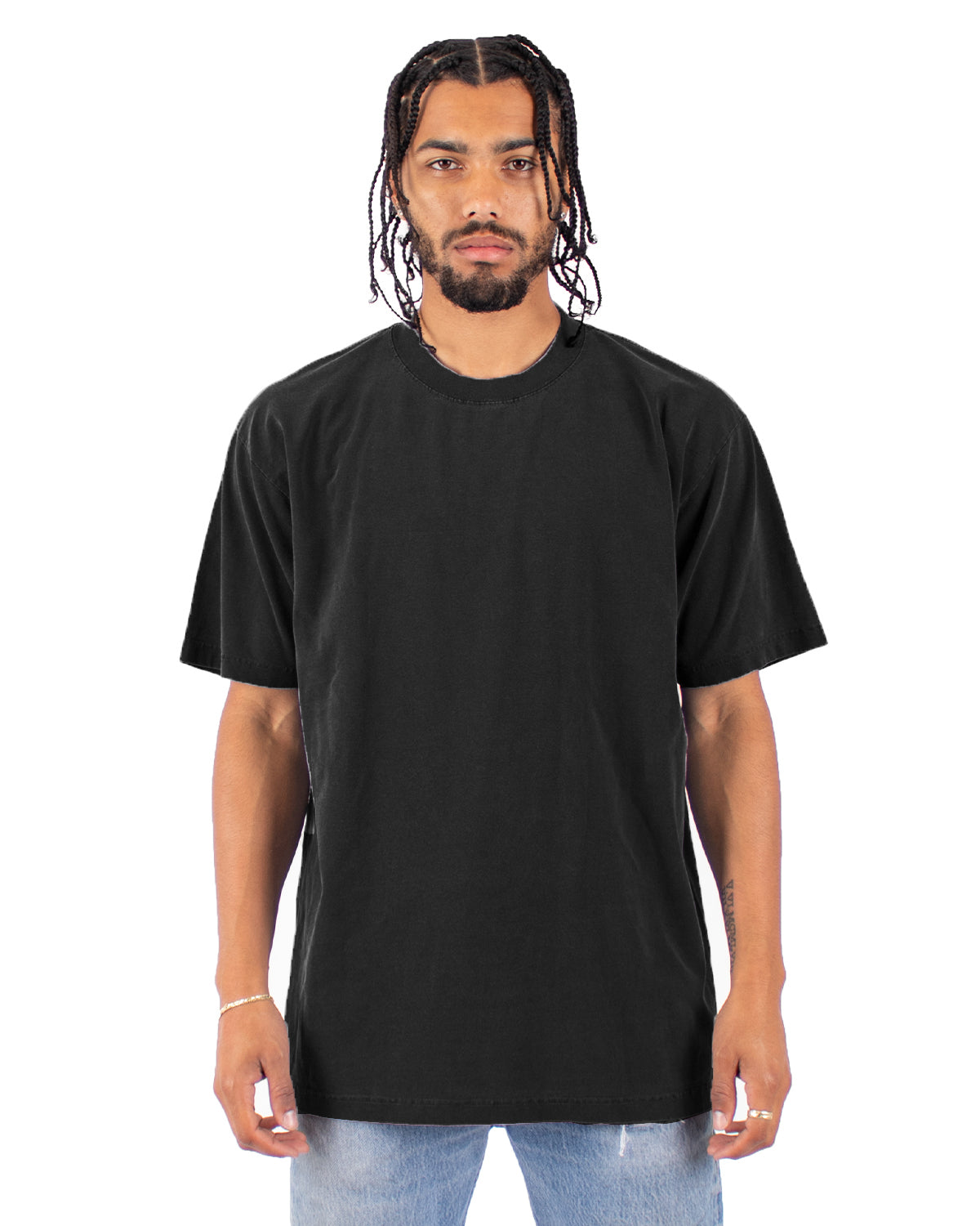 Garment-Dyed Crewneck T-Shirt - Black