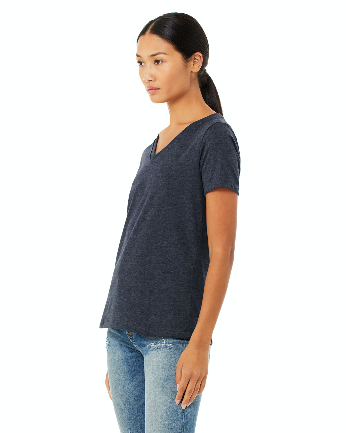 Women's Relaxed Jersey V-Neck T-Shirt - Heather Navy