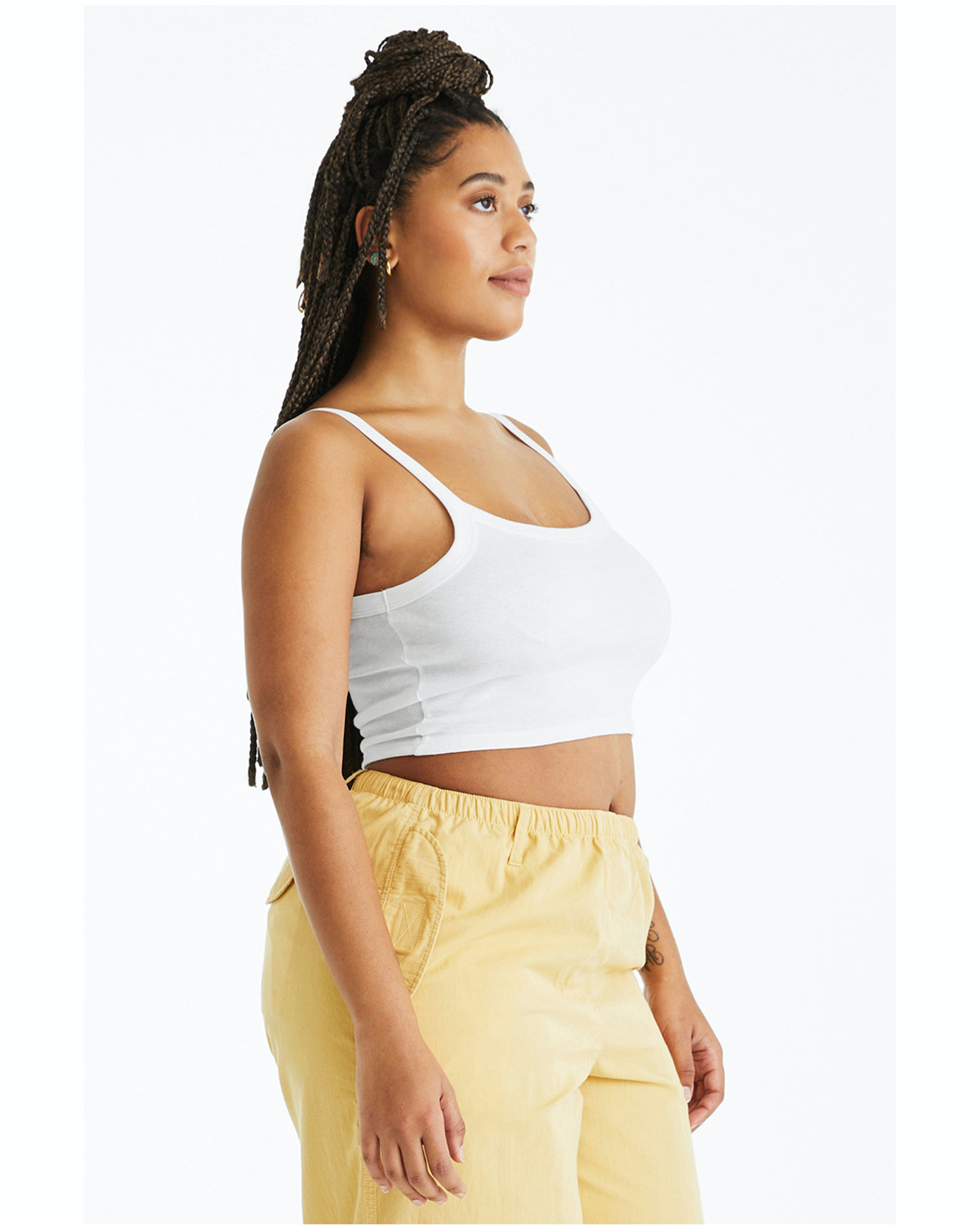 Women's Micro Ribbed Scoop Tank - Solid White Blend