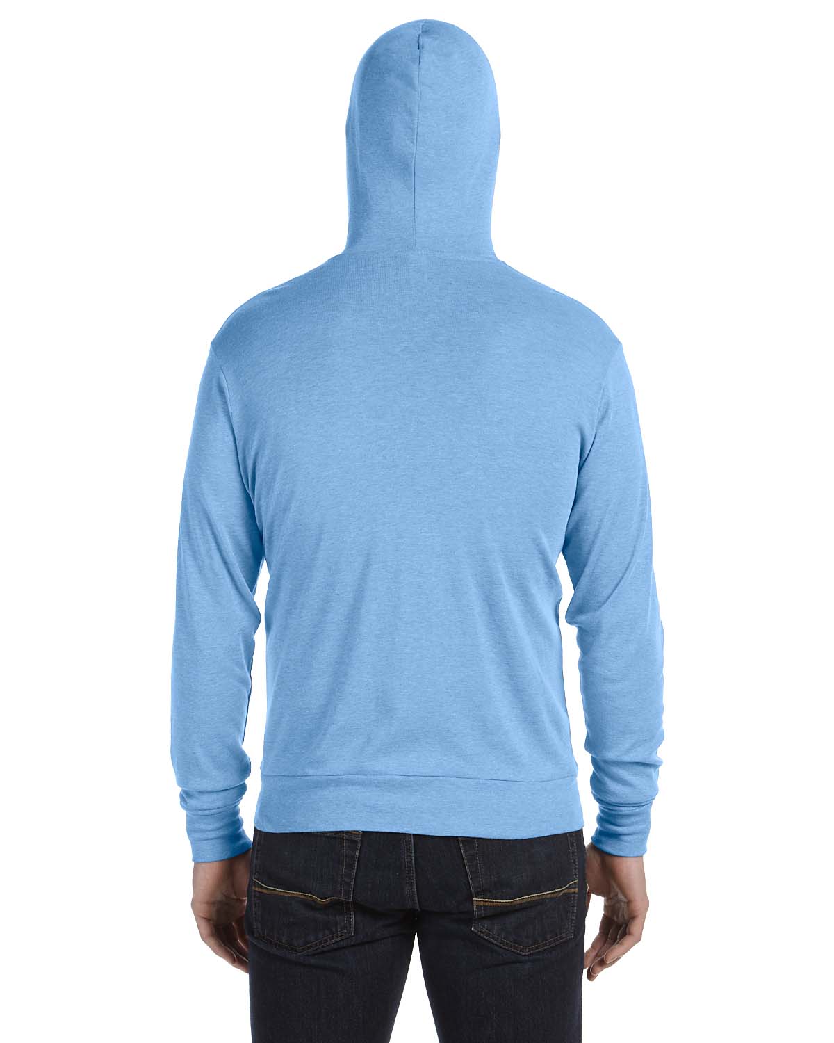 Unisex Triblend Full-Zip Lightweight Hoodie - Athletic Blue Triblend