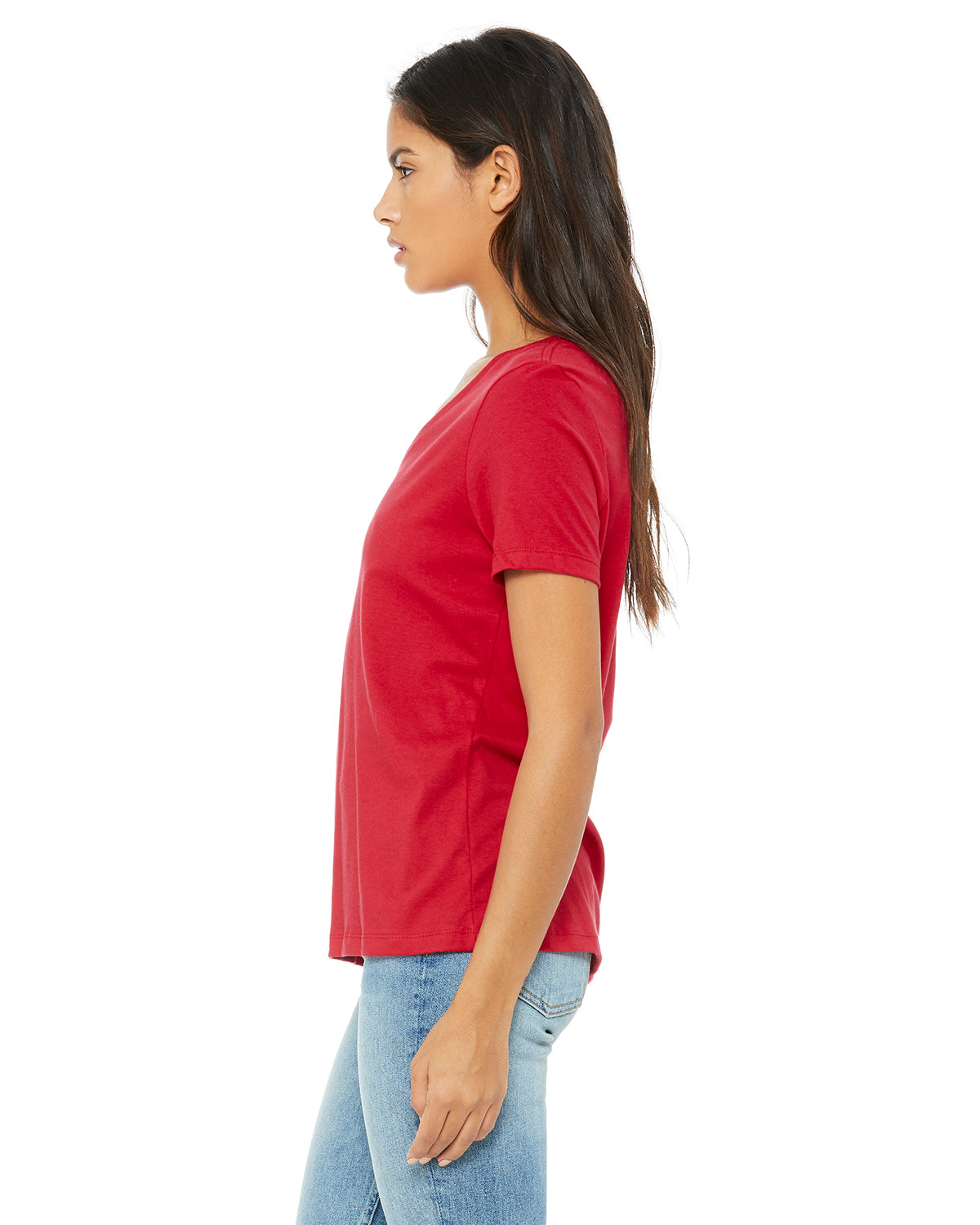 Women's Relaxed Jersey V-Neck T-Shirt - Red