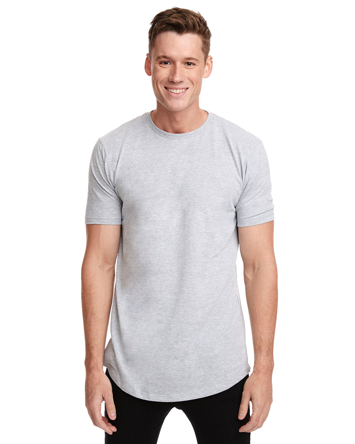 Men's Cotton Long Body Crew - Heather Gray