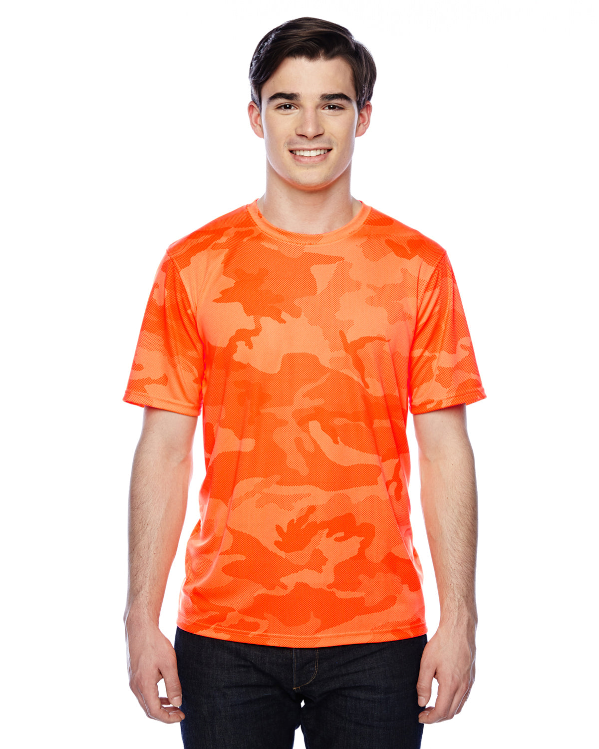 Unisex Double Dry® Interlock T-Shirt - Safety Orange Camo