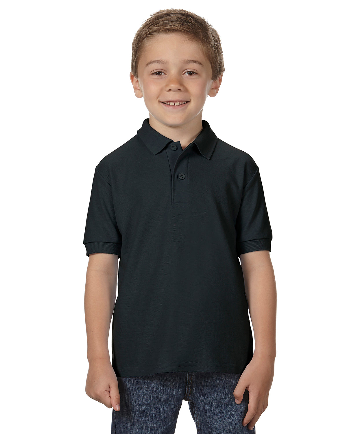 Youth Double Piqué Polo - Black