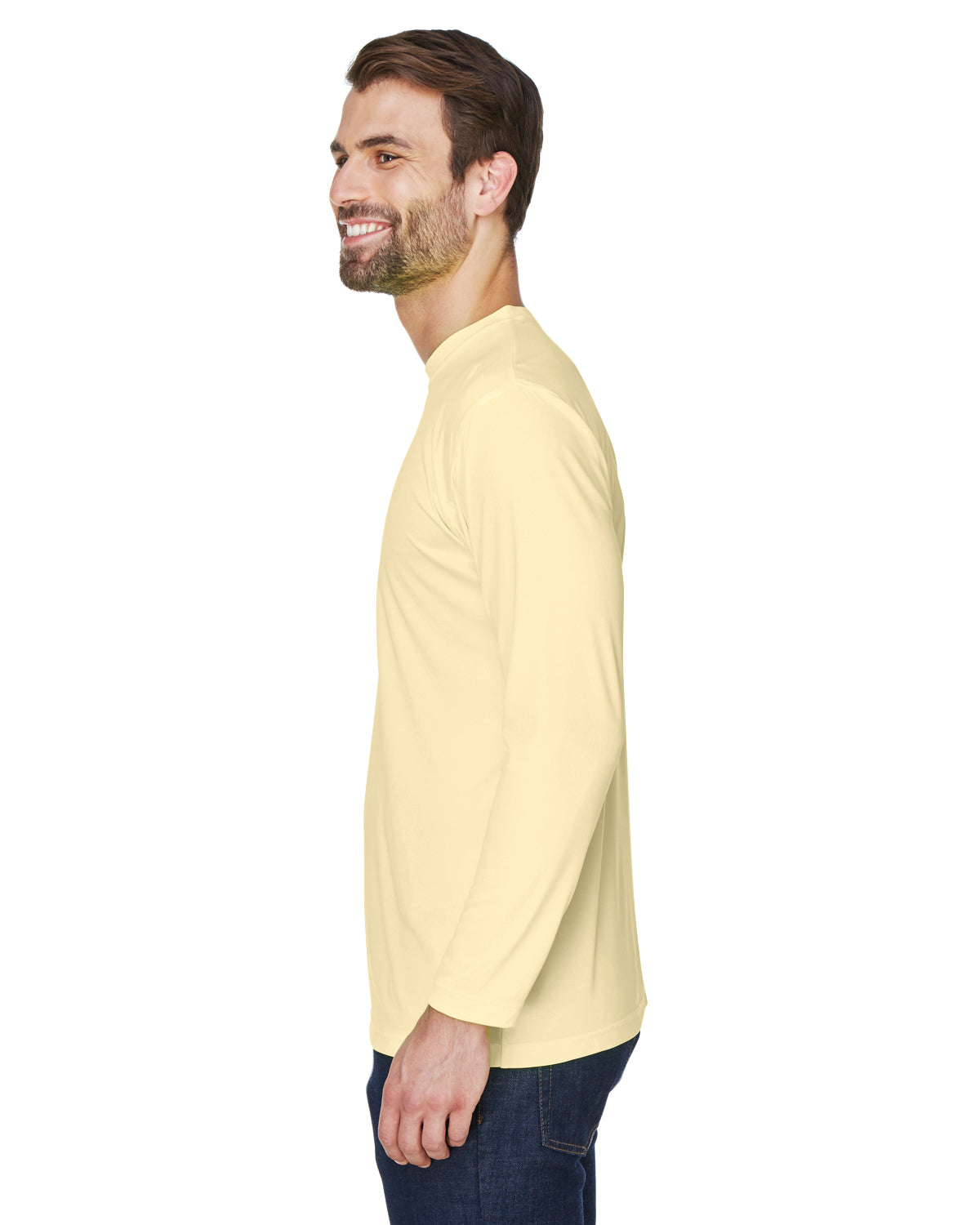 Unisex Cool & Dry Sport Long-Sleeve Performance Interlock T-Shirt - Butter