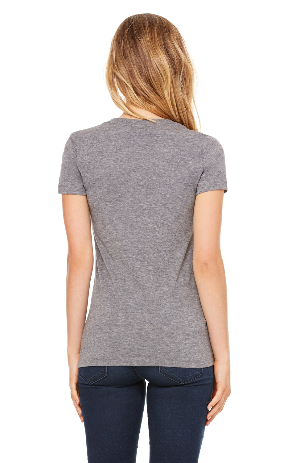 Women's Triblend Short-Sleeve Deep V-Neck T-Shirt - Gray Triblend