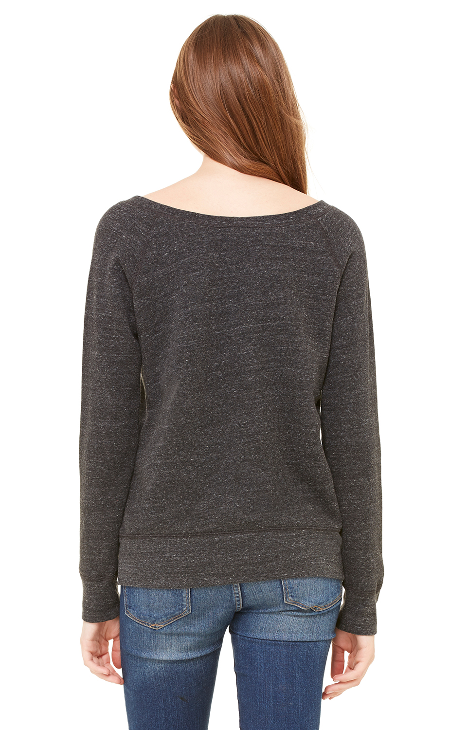 Women's Sponge Fleece Wide Neck Sweatshirt - Charcoal Black Triblend