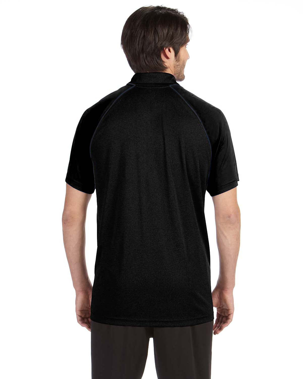 Unisex Performance Three-Button Raglan Polo - Black
