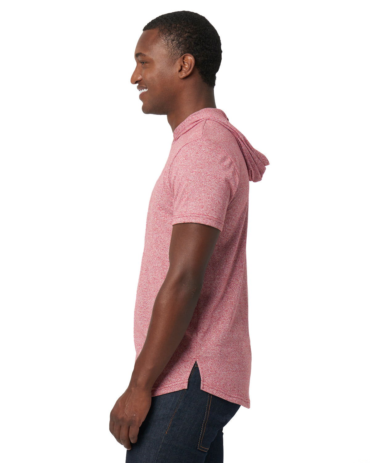 Unisex Mock Twist Short Sleeve Hoody T-Shirt - Tech Pink