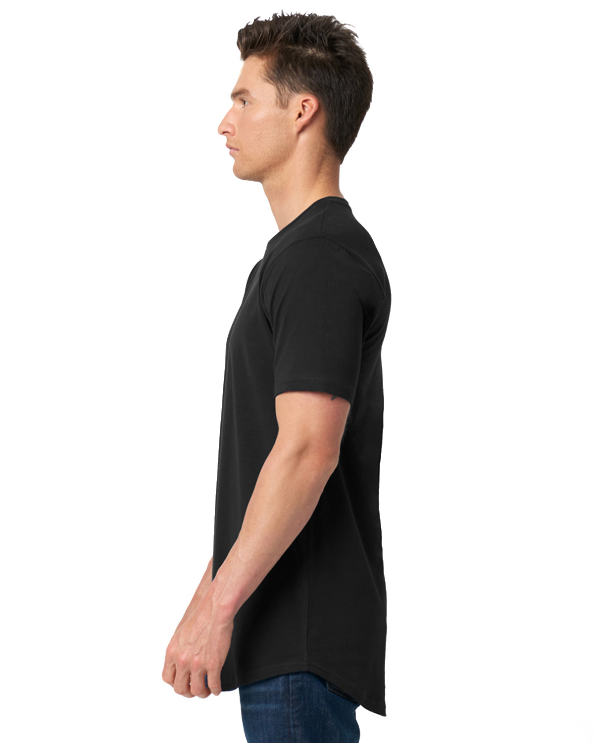 Men's Cotton Long Body Crew - Black