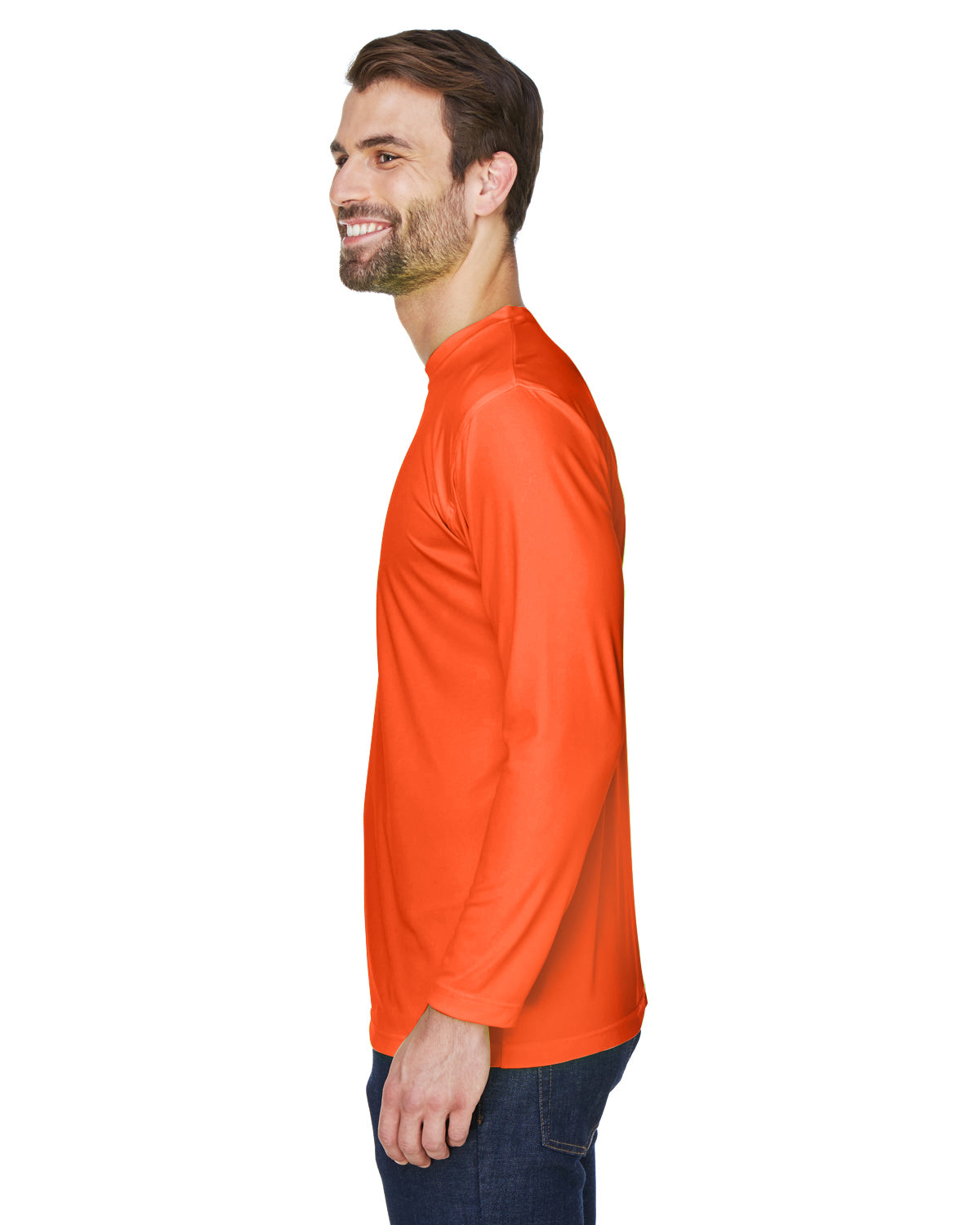 Unisex Cool & Dry Sport Long-Sleeve Performance Interlock T-Shirt - Bright Orange