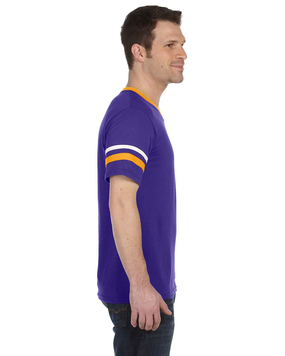 Unisex Sleeve Stripe Jersey - Purple / Gold / White