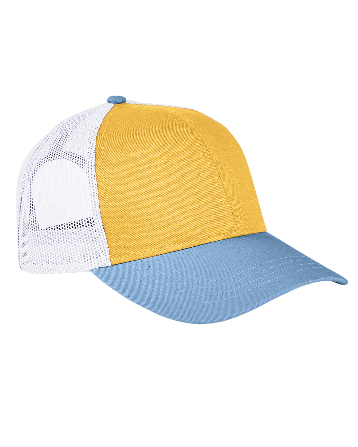 Tri-Color Trucker Cap - Mustard / Bay / White