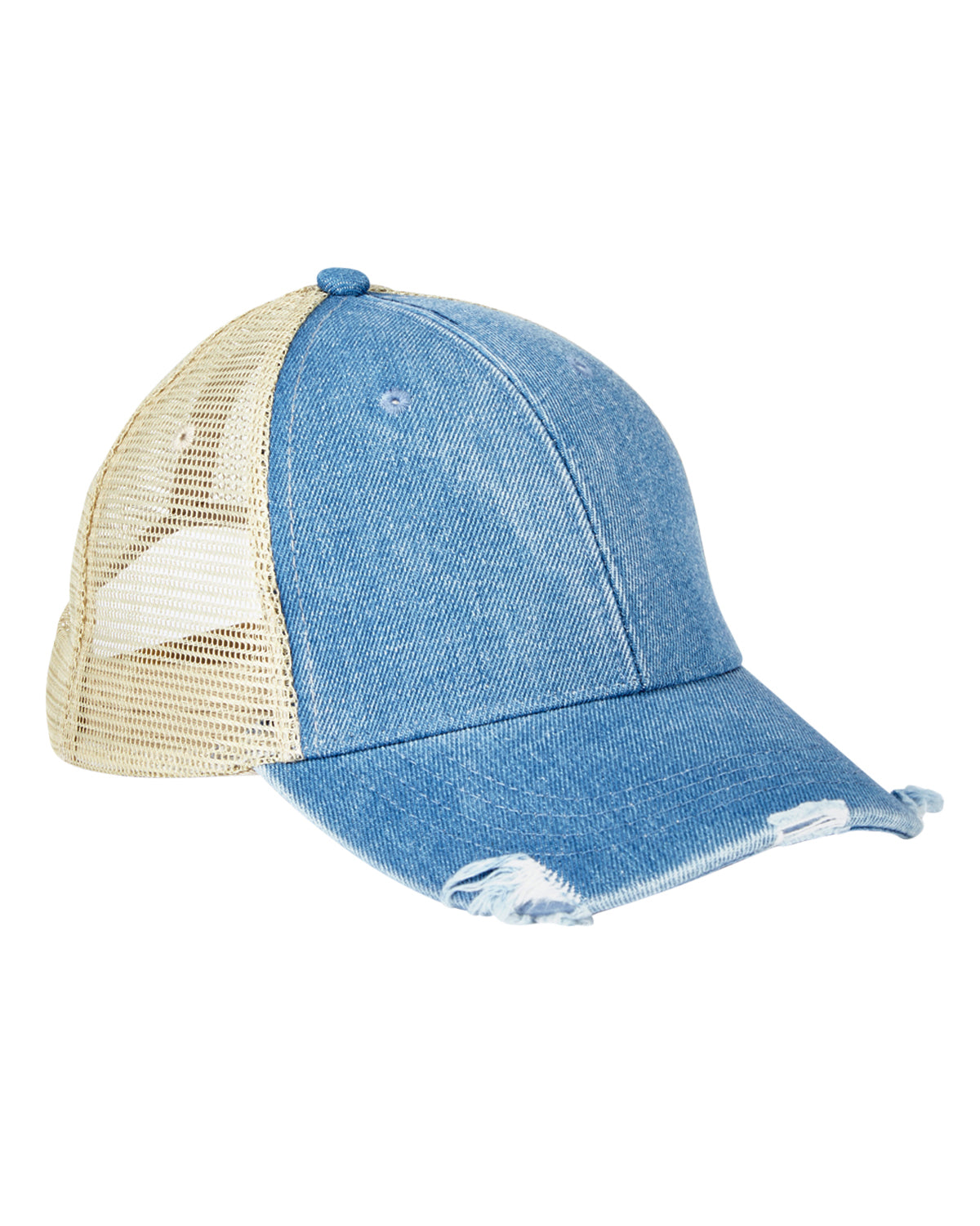 Distressed Ollie Cap - Light Denim / Tan