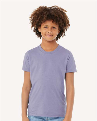BELLA + CANVAS 3001Y Dark Lavender — on model front