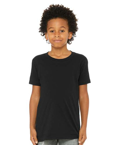 BELLA + CANVAS 3001YCVC Solid Black Blend — on model front