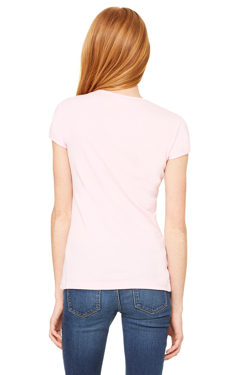 Women's Baby Rib Short Sleeve V-Neck Tee - Pink
