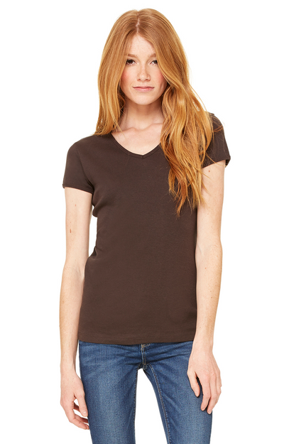 Women's Baby Rib Short Sleeve V-Neck Tee - Chocolate