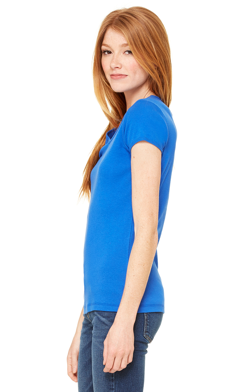 Women's Baby Rib Short Sleeve V-Neck Tee - True Royal