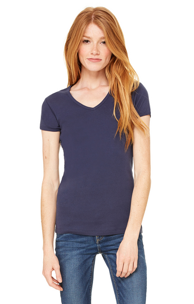 Women's Baby Rib Short Sleeve V-Neck Tee - Navy