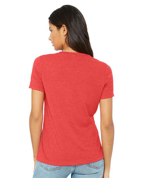 BELLA + CANVAS 6415 Red Triblend — on model back