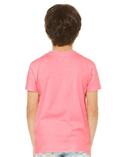 BELLA + CANVAS 3001YCVC Neon Pink — on model back