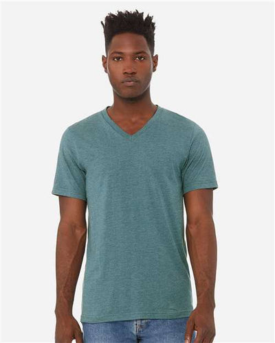 BELLA + CANVAS 3005CVC Heather Deep Teal — on model front
