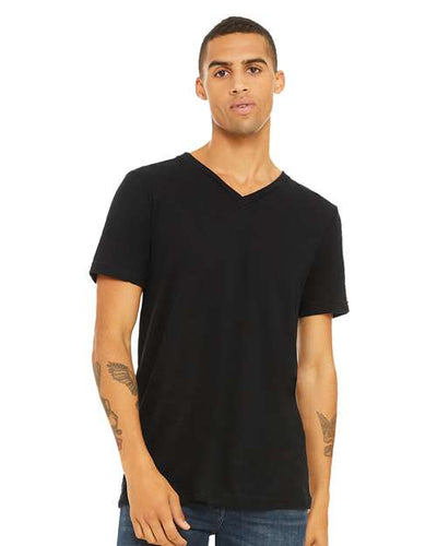BELLA + CANVAS 3655 Solid Black Slub — on model front