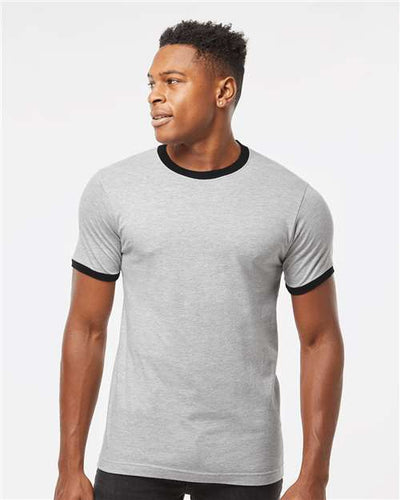 Tultex 246 Heather Grey/ Black — on model front