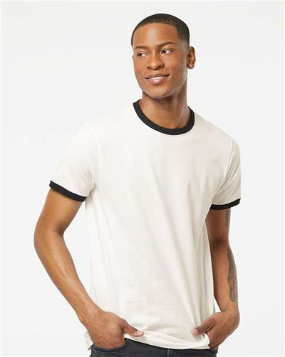 Tultex 246 Vintage White/ Black — on model front