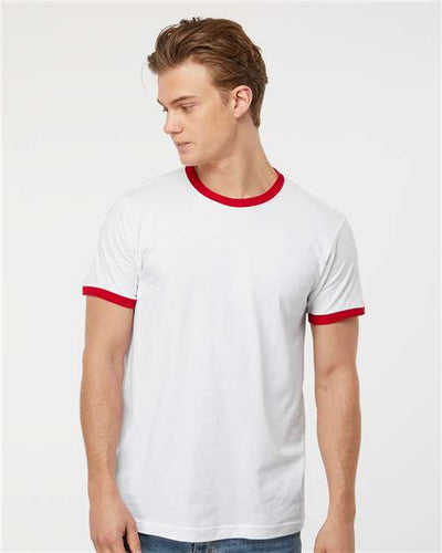 Tultex 246 White/ Red — on model front