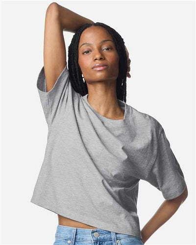 American Apparel 102 Heather Grey — on model front