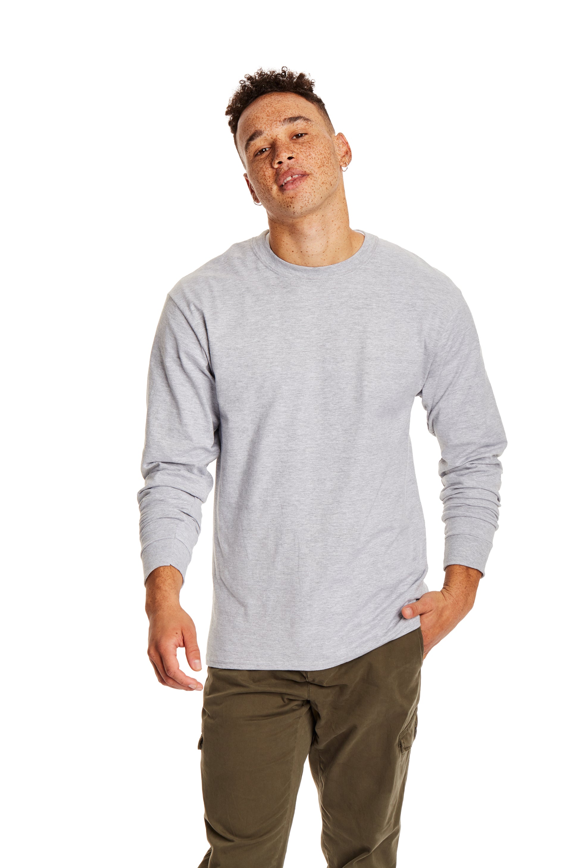 Beefy-T® Long Sleeve Tee - Light Steel