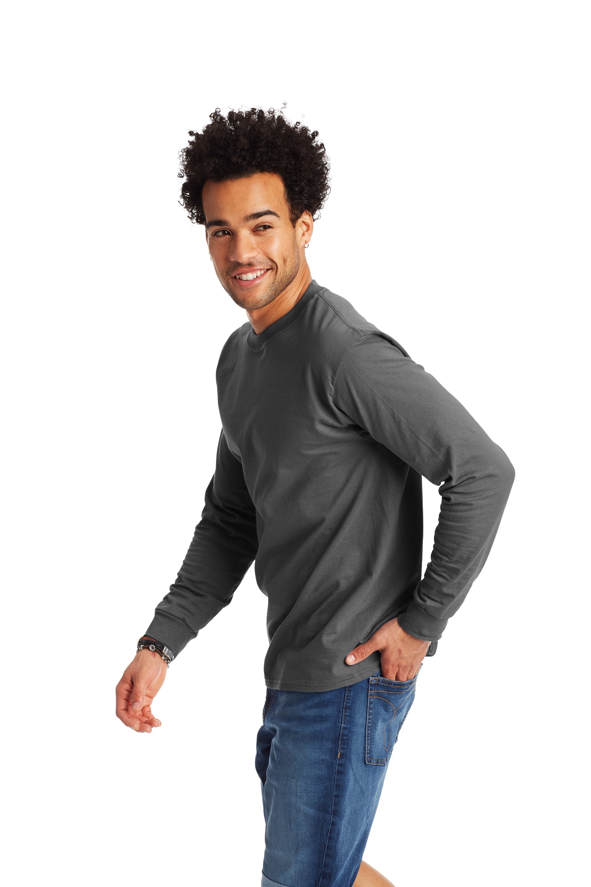 Beefy-T® Long Sleeve Tee - Smoke Gray