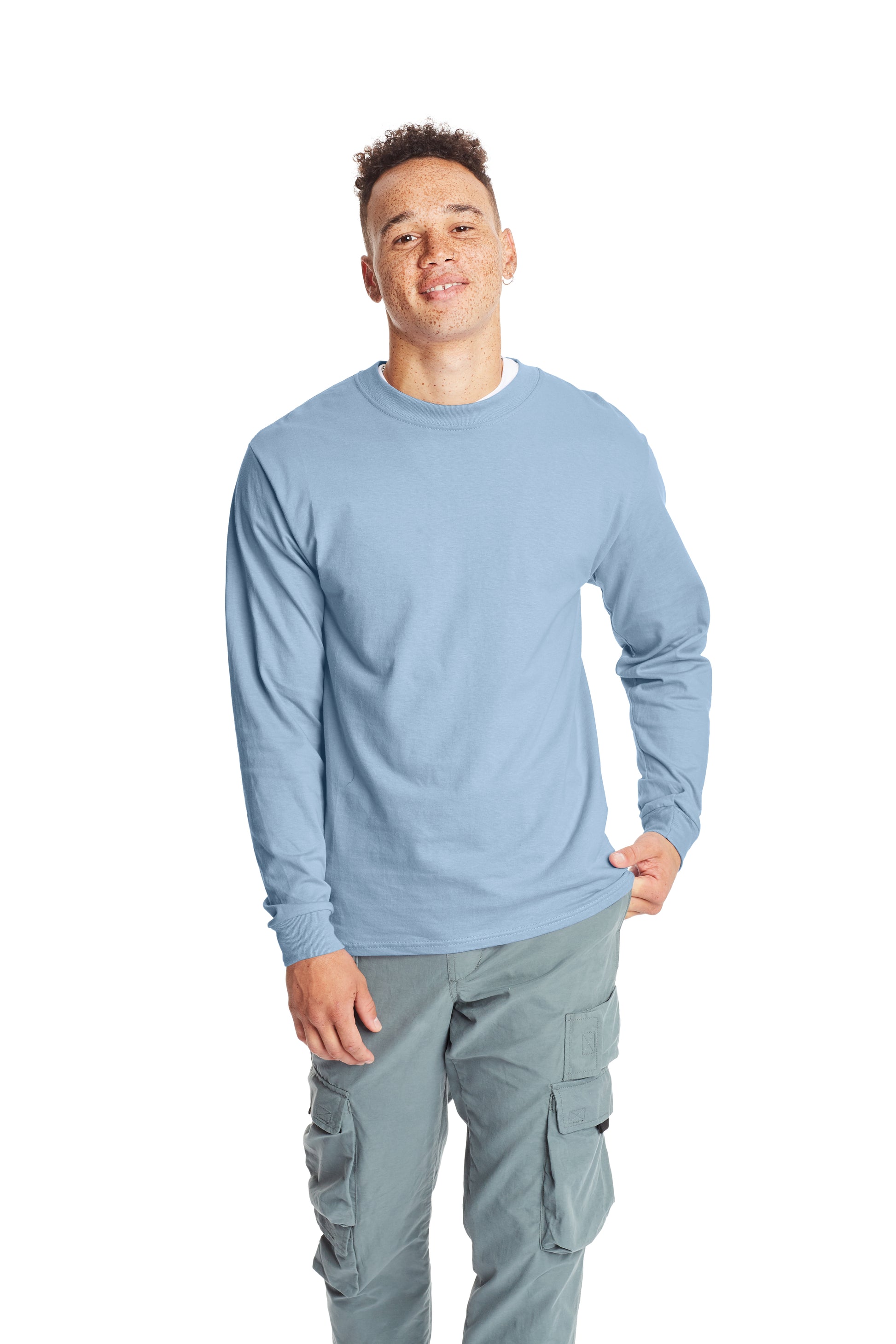 Beefy-T® Long Sleeve Tee - Light Blue