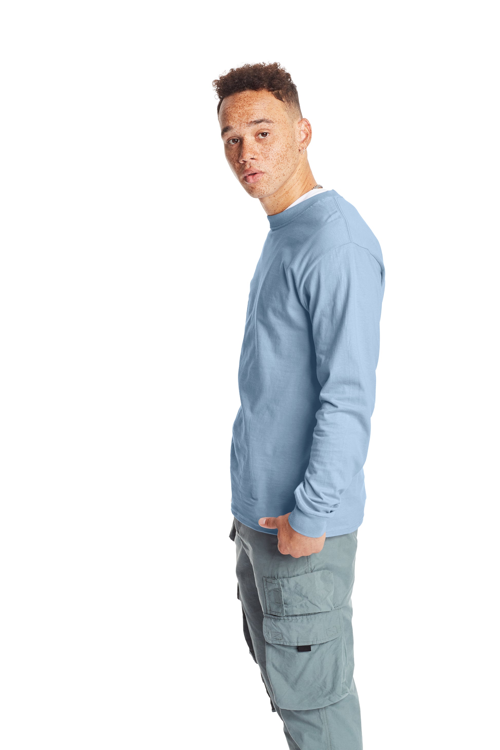 Beefy-T® Long Sleeve Tee - Light Blue