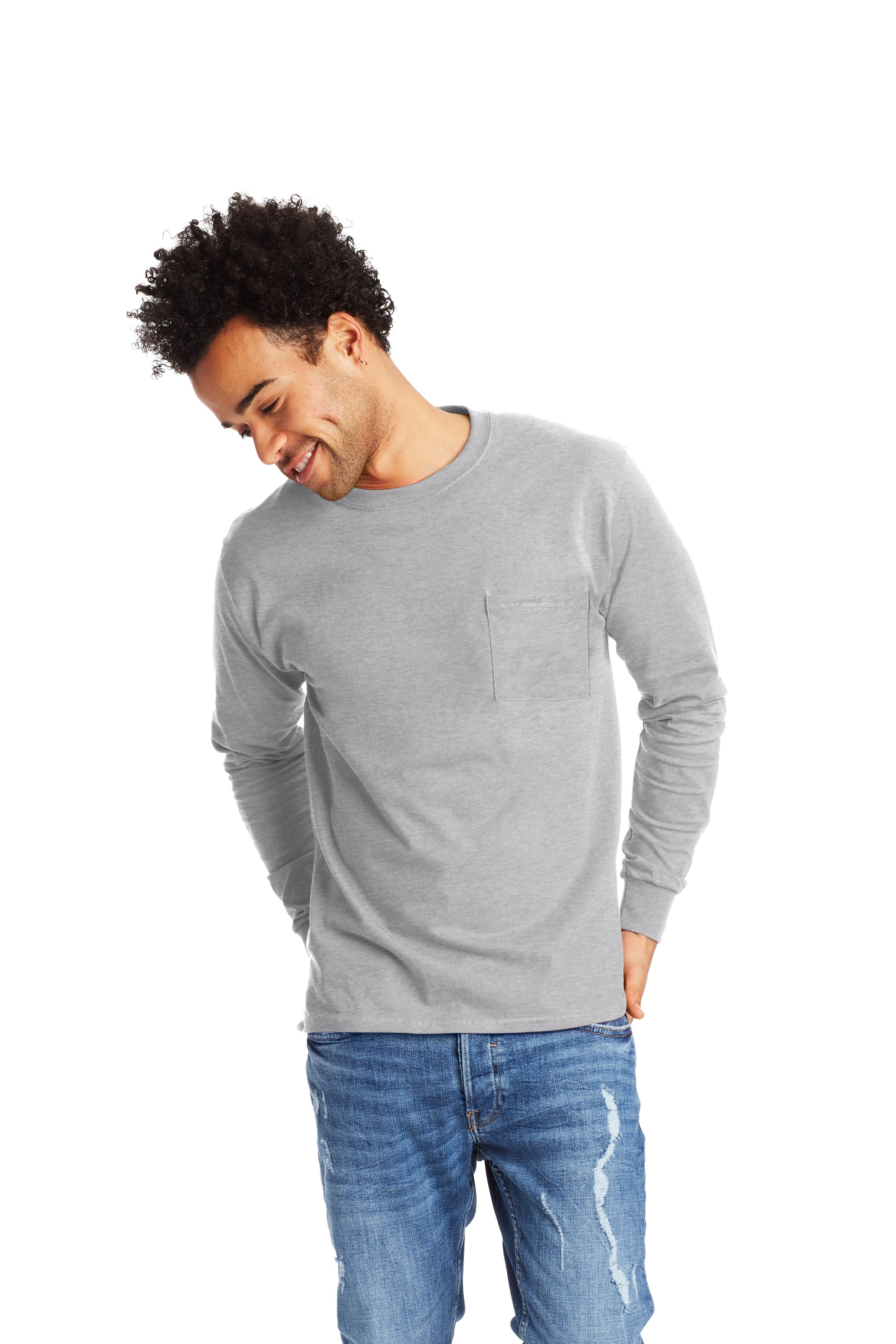 Authentic Long Sleeve Pocket Tee - Ash