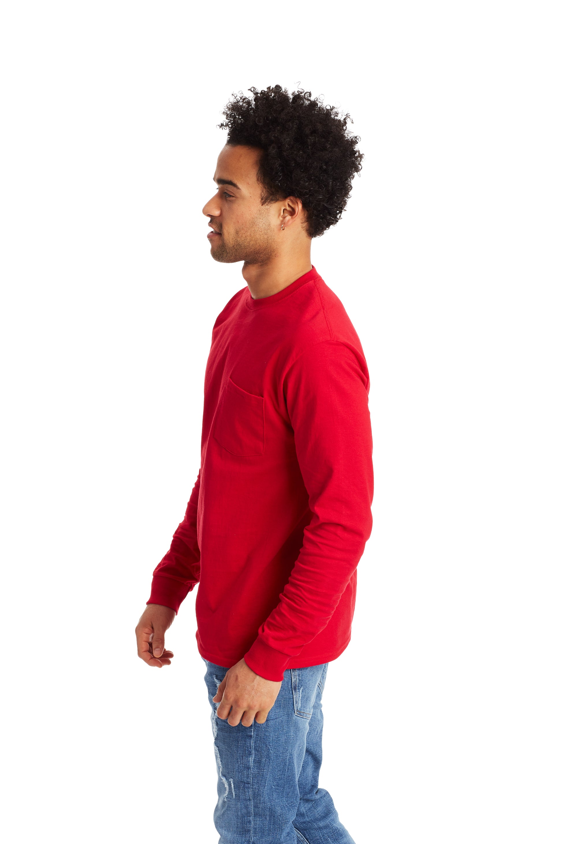 Authentic Long Sleeve Pocket Tee - Deep Red