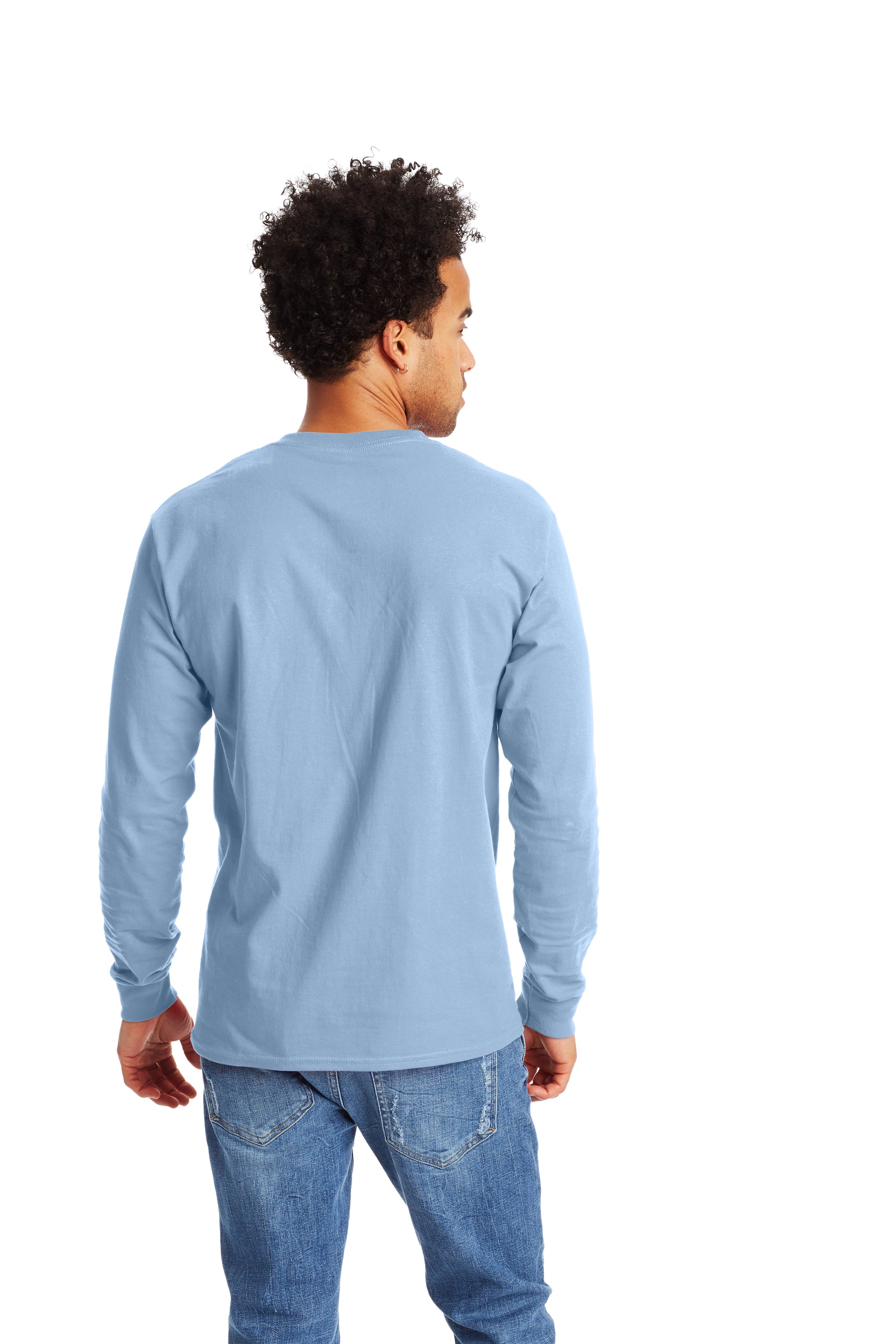 Authentic Long Sleeve Pocket Tee - Light Blue
