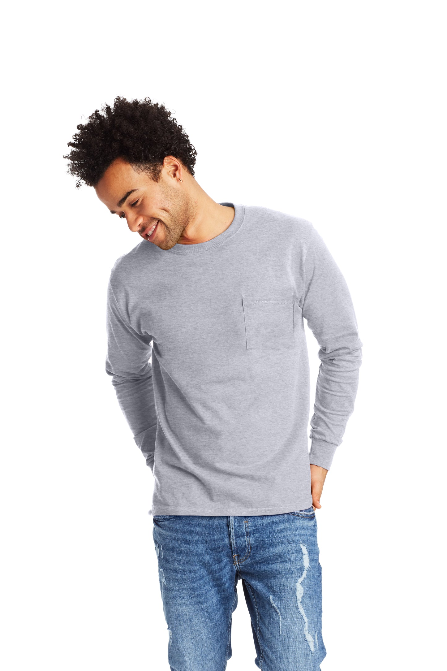 Authentic Long Sleeve Pocket Tee - Light Steel