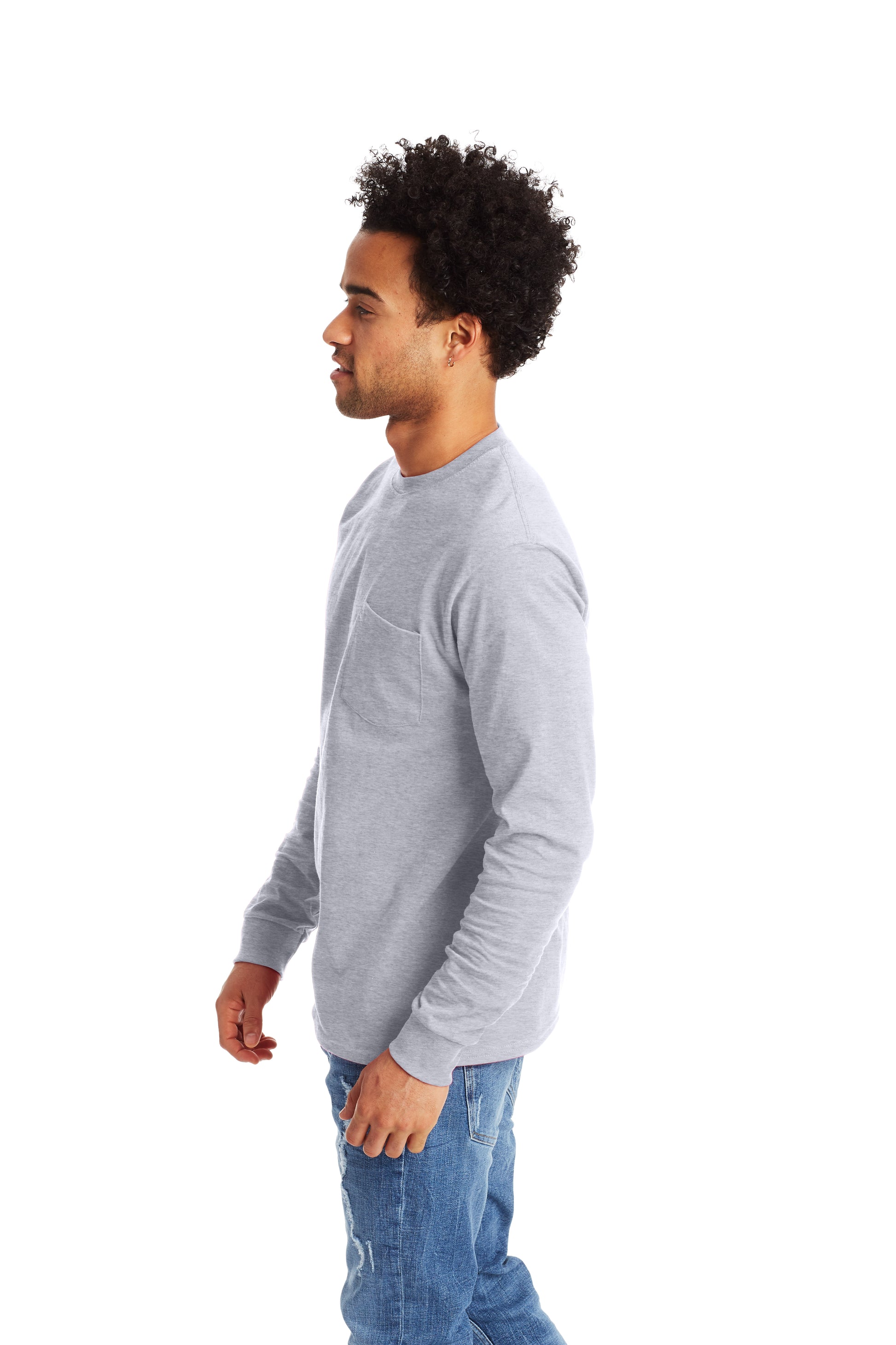Authentic Long Sleeve Pocket Tee - Light Steel