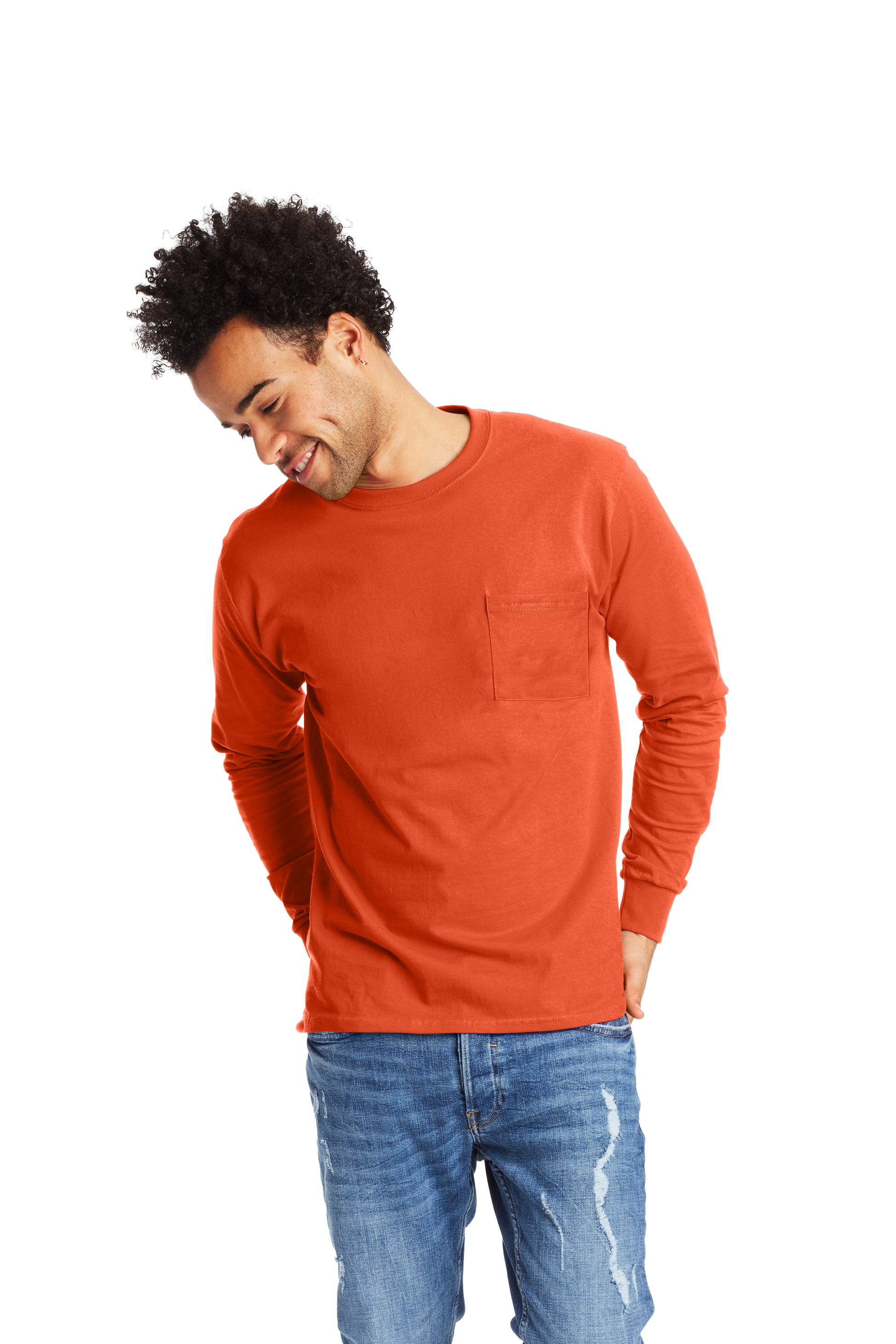 Authentic Long Sleeve Pocket Tee - Orange