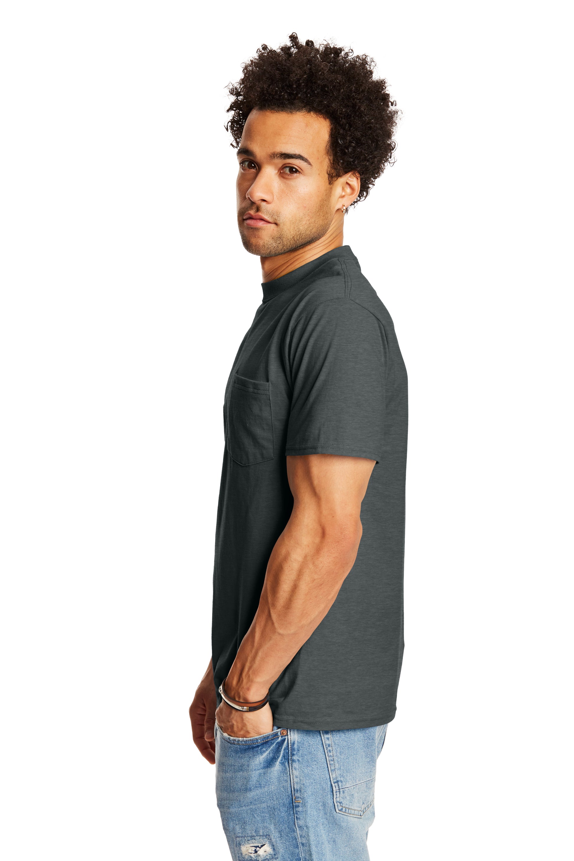 Beefy-T® Short Sleeve Pocket Tee - Charcoal Heather