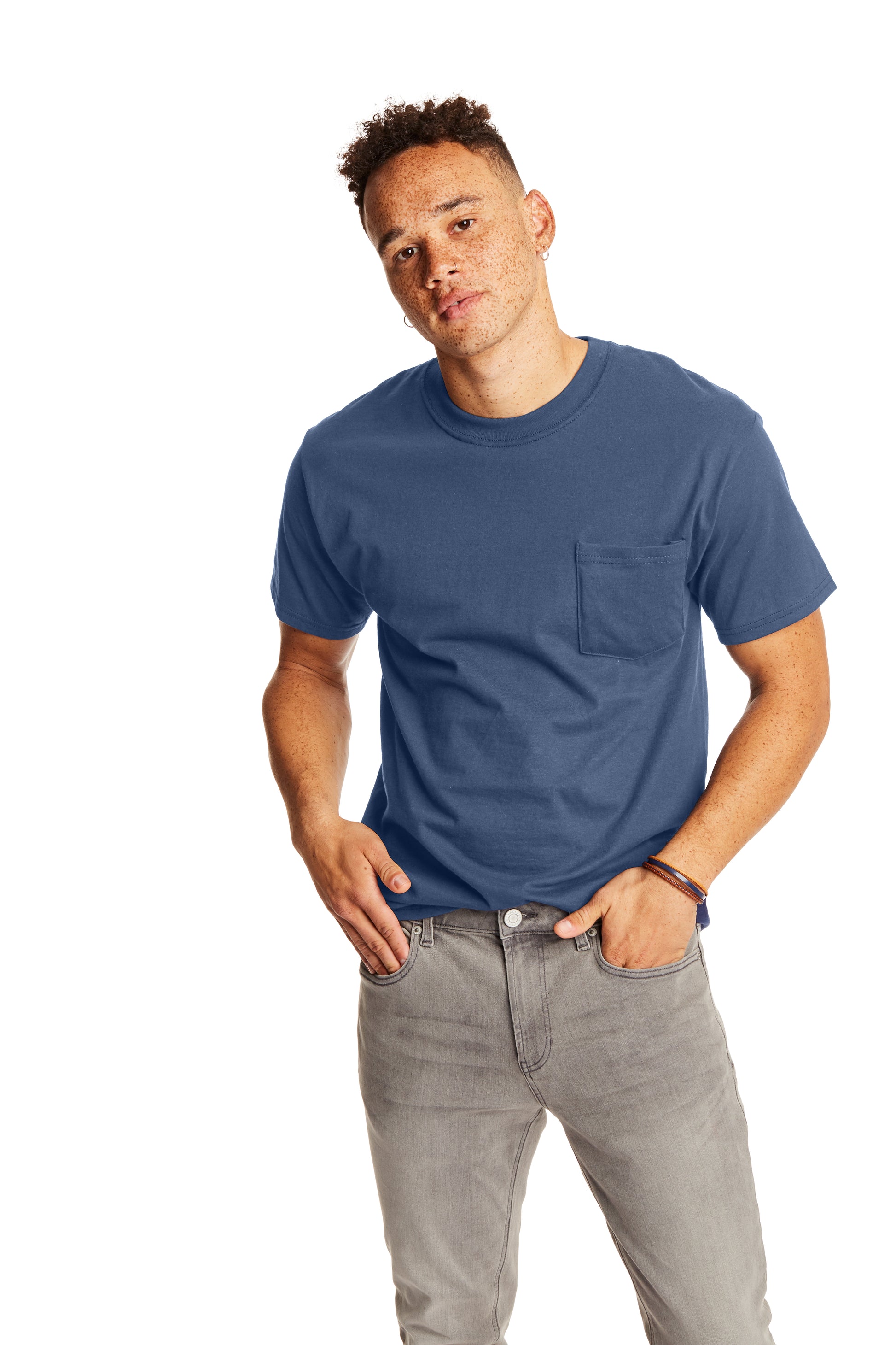 Beefy-T® Short Sleeve Pocket Tee - Denim Blue